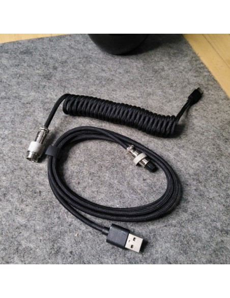 Coiled Cable Noir 1,4M USB-C – Câble Spiralé pour Clavier Mécanique-abidia madagscar