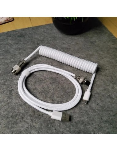 Coiled Cable Blanc 1,4M USB-C – Câble Spiralé pour Clavier Mécanique-abidia madagascar