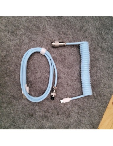 Coiled Cable Bleu Ciel 1,4M USB-C – Câble Spiralé pour Clavier Mécanique-abidia madagascar