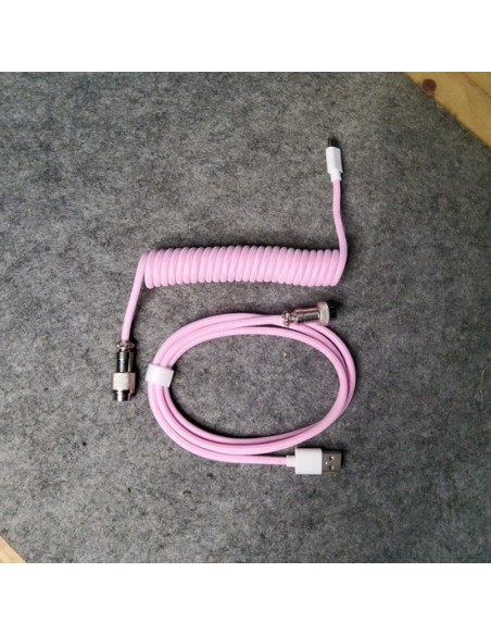 Coiled Cable Rose 1,4M USB-C – Câble Spiralé pour Clavier Mécanique Gaming-abidia madagascar
