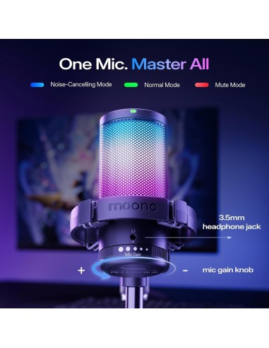 Microphone USB MAONO DGM20 Noir - Micro Gaming RGB - Abidia Madagascar