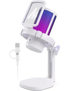 Microphone USB MAONO DGM20  Blanc - Micro Gaming RGB - Abidia Madagascar