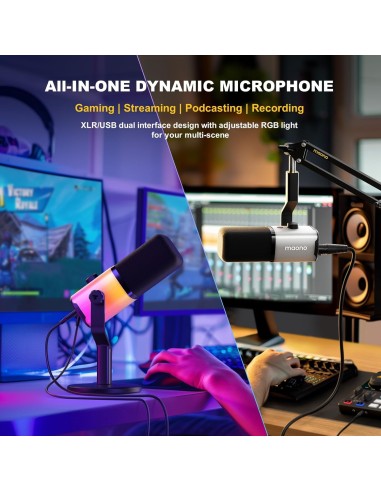 Microphone MAONO PD100X RGB - Micro Dynamique USB/XLR Gaming - Abidia Madagascar