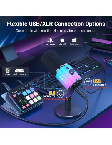 Microphone MAONO PD100X RGB - Micro Dynamique USB/XLR Gaming - Abidia Madagascar
