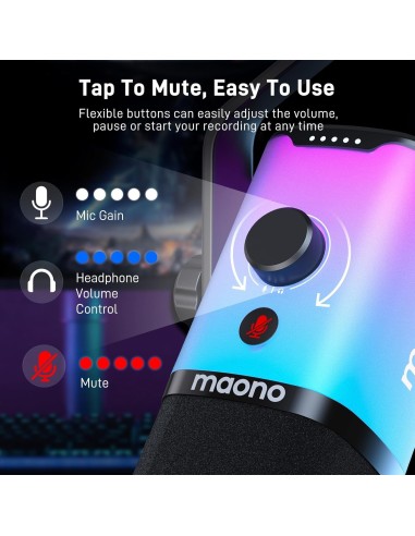 Microphone MAONO PD100X RGB - Micro Dynamique USB/XLR Gaming - Abidia Madagascar