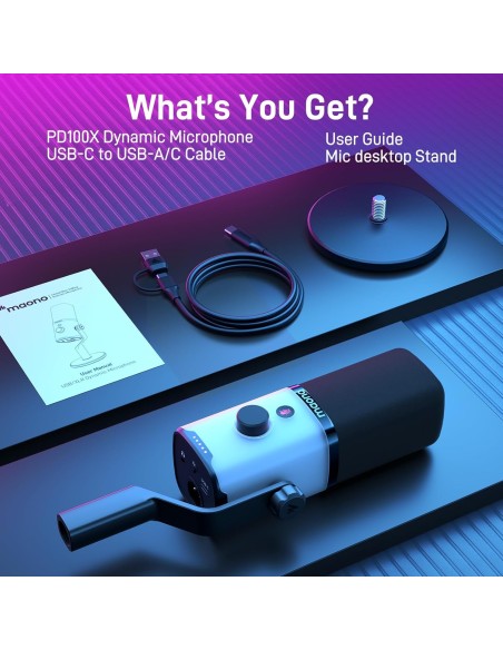 Microphone MAONO PD100X RGB - Micro Dynamique USB/XLR Gaming - Abidia Madagascar