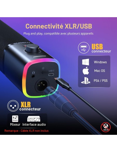 Microphone MAONO PD100X - Micro Dynamique USB/XLR Gaming - Abidia Madagascar