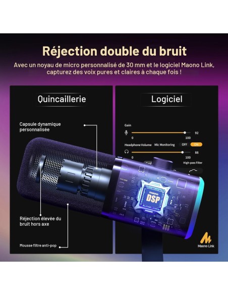 Microphone MAONO PD100X - Micro Dynamique USB/XLR Gaming - Abidia Madagascar