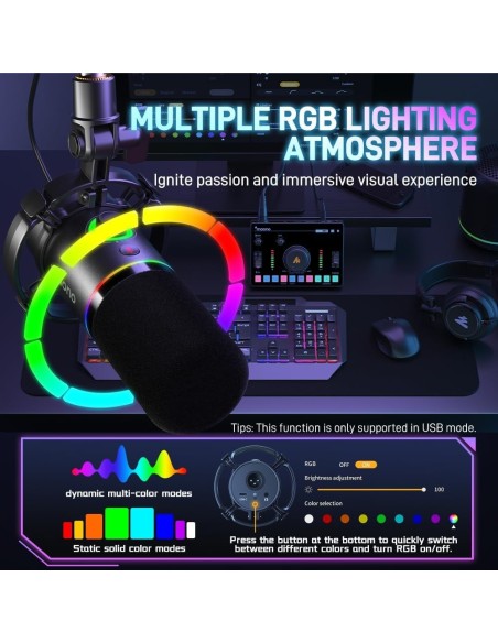 Microphone MAONO PD200X - Micro Dynamique USB/XLR Gaming RGB - Abidia Madagascar