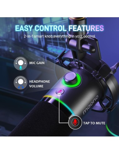 Microphone MAONO PD200X - Micro Dynamique USB/XLR Gaming RGB - Abidia Madagascar