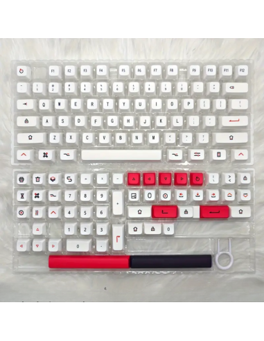 Set Keycaps PBT XDA Minimaliste Blanc et Rouge - 120 Touches - Abidia Madagascar