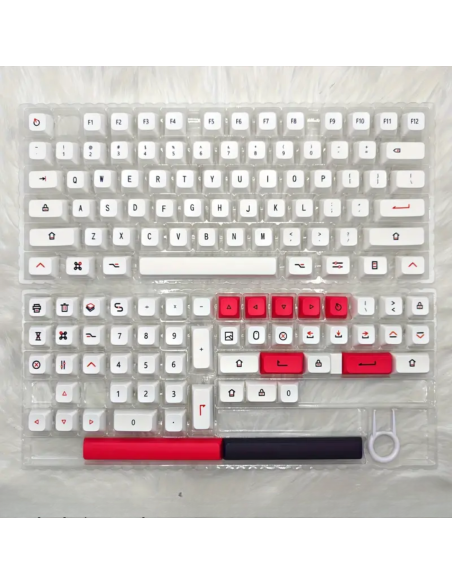 Set Keycaps PBT XDA Minimaliste Blanc et Rouge - 120 Touches - Abidia Madagascar
