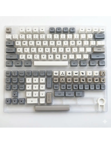 Set Keycaps PBT XDA Rétro Gris et Beige - 120 Touches - Abidia Madagascar