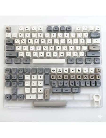 Set Keycaps PBT XDA Rétro Gris et Beige - 120 Touches - Abidia Madagascar