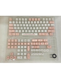Set Keycaps PBT XDA Chat Kawaii Rose et Blanc - 120 Touches Clavier - Abidia Madagascar 2