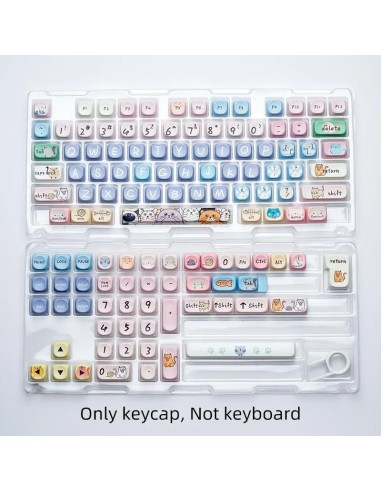 Set Keycaps PBT MOA Chat Pastel Kawaii - 130 Touches Custom - Abidia Madagascar