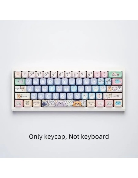 Set Keycaps PBT MOA Chat Pastel Kawaii - 130 Touches Custom - Abidia Madagascar