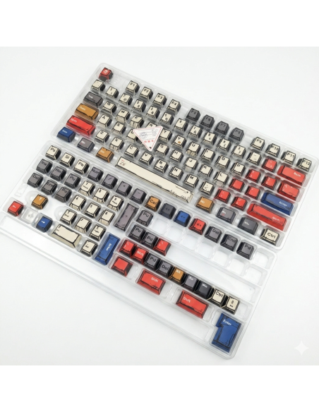Set Keycaps PBT XDA Minimaliste Blanc et Rouge - 125 Touches - Abidia Madagascar