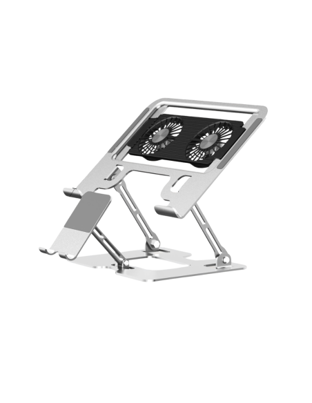 Support  PC Portable Aluminium - Argenté Ajustable avec Ventilateur RGB- Abidia Madagascar