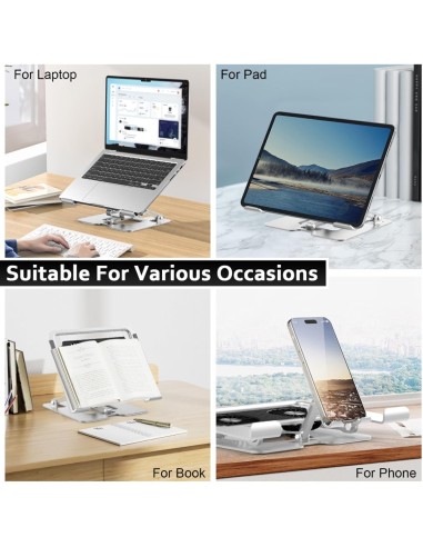 Support  PC Portable Aluminium - Argenté Ajustable avec Ventilateur RGB- Abidia Madagascar