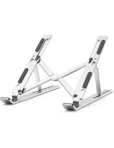 Support PC Portable Aluminium Ajustable Argenté - Stand Ergonomique Stable - Abidia Madagascar