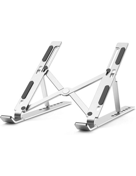 Support PC Portable Aluminium Ajustable Argenté - Stand Ergonomique Stable - Abidia Madagascar