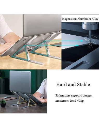 Support PC Portable Aluminium Ajustable Argenté - Stand Ergonomique Stable - Abidia Madagascar