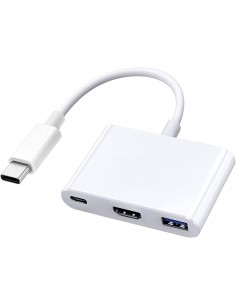 Adaptateur Multiport USB-C Hub 3-en-1 HDMI 4K & USB 3.0 &Type C Blanc - Abidia Madagascar