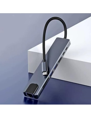 Station d'Accueil Multiport USB-C Hub 8-en-1 HDMI 4K & Ethernet - Abidia Madagascar