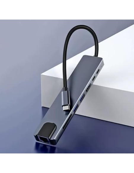 Station d'Accueil Multiport USB-C Hub 8-en-1 HDMI 4K & Ethernet - Abidia Madagascar