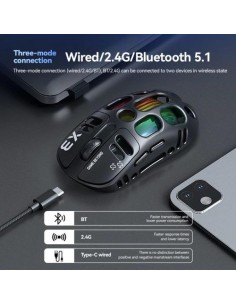 Souris Gaming T-WOLF X3 Noir Sans Fil Tri-Mode & RGB | Abidia Madagascar 2