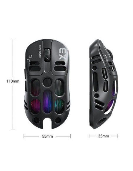 Souris Gaming T-WOLF X3 Noir Sans Fil Tri-Mode & RGB | Abidia Madagascar