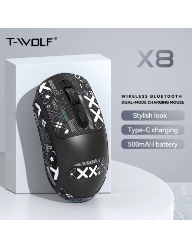 Souris T-WOLF X8 Noire Sans Fil Silencieuse (PixArt 3212/Bluetooth) | Abidia Madagascar