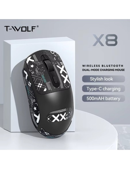 Souris T-WOLF X8 Noire Sans Fil Silencieuse (PixArt 3212/Bluetooth) | Abidia Madagascar