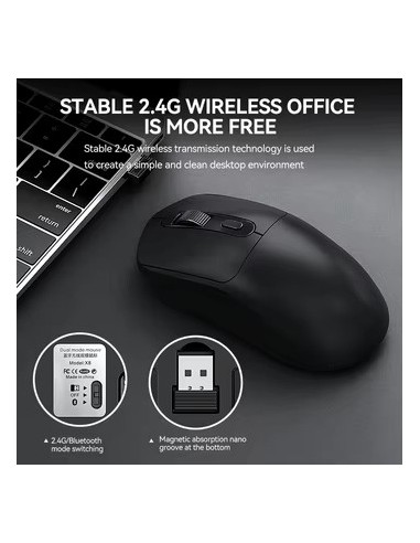 Souris T-WOLF X8 Noire Sans Fil Silencieuse (PixArt 3212/Bluetooth) | Abidia Madagascar