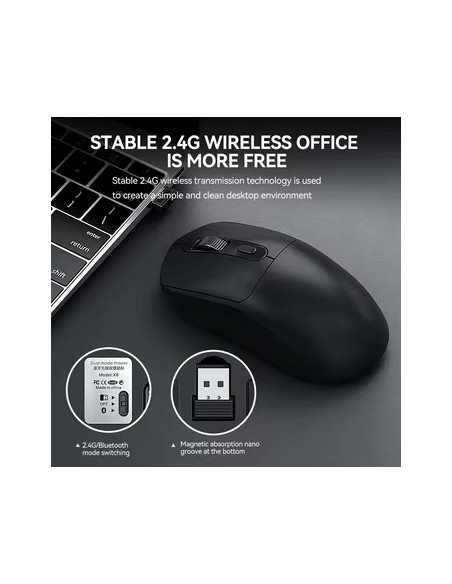 Souris T-WOLF X8 Noire Sans Fil Silencieuse (PixArt 3212/Bluetooth) | Abidia Madagascar