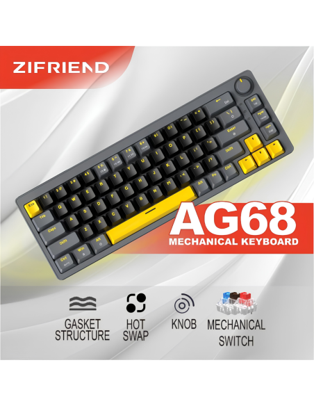 Clavier Mécanique Zifriend AG68 Hot-Swap 65% | Abidia Madagascar
