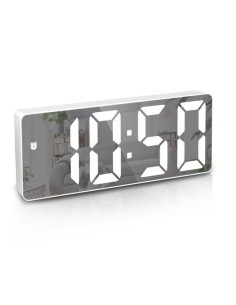 Horloge Numérique  Miroir blanc – Affichage Digital, Alimentation Secteur & Pile, Design Moderne-abidia Madagascar