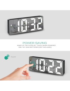 Horloge Numérique  Miroir blanc – Affichage Digital, Alimentation Secteur & Pile, Design Moderne-abidia Madagascar 2