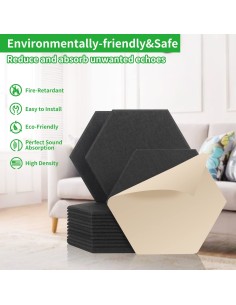 Panneaux Acoustiques Hexagonaux Auto-Adhésifs gris foncé – Mousse Insonorisante 260 x 300 mm, Épaisseur 9 mm-abidia madagascar 2