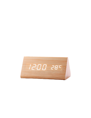 Horloge numérique LED triangulaire marron | Abidia Madagascar