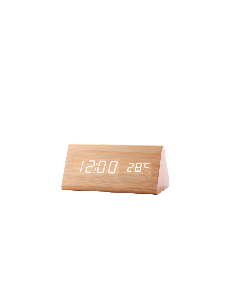 Horloge numérique LED triangulaire marron | Abidia Madagascar