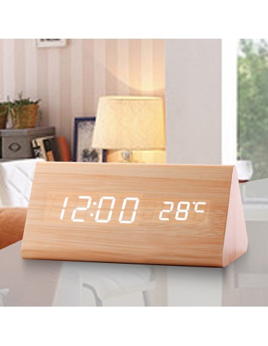 Horloge numérique LED triangulaire marron | Abidia Madagascar