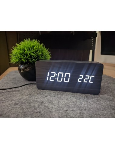 Horloge numérique LED rectangulaire noire | Abidia Madagascar