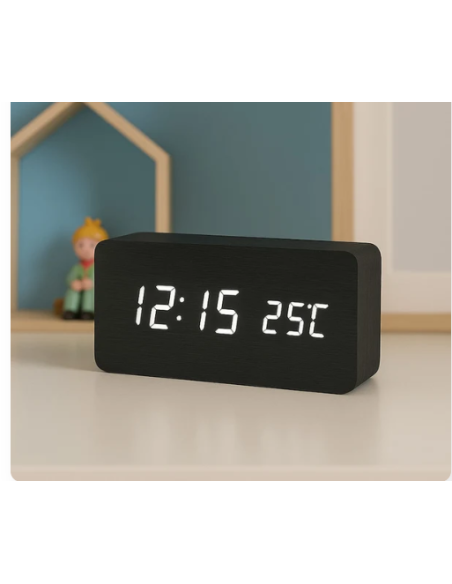 Horloge numérique LED rectangulaire noire | Abidia Madagascar