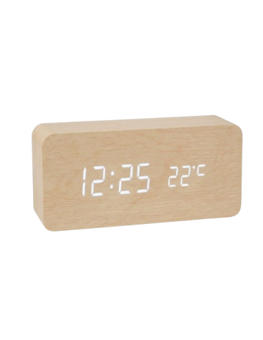 Horloge numérique LED rectangulaire marron | Abidia madagascar