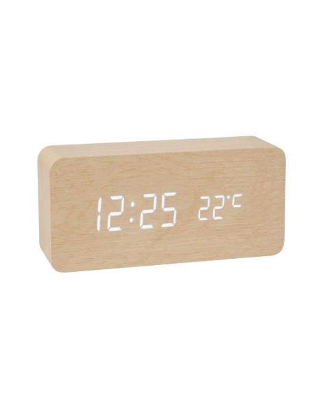 Horloge numérique LED rectangulaire marron | Abidia madagascar