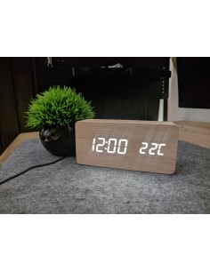 Horloge numérique LED rectangulaire marron | Abidia madagascar 2