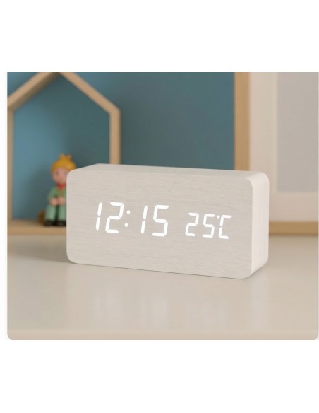 Horloge numérique LED rectangulaire blanche | Abidia Madagascar