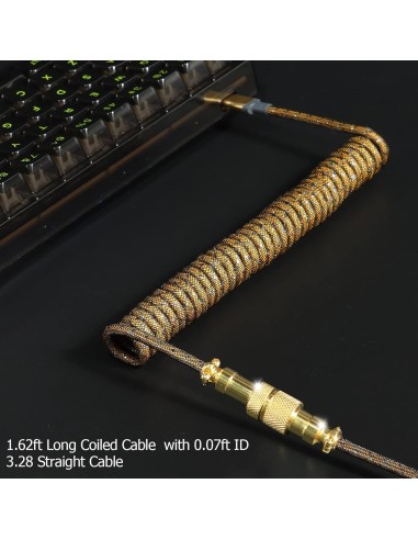 Coiled Cable Attack Shark MambaSnake dorée  – Câble Tressé pour Claviers et Périphériques Gaming - abidia Madagascar